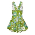 thumbnail image 5 of COEQINE Girls Tank Neck One Piece Swimsuit, V-Back Wide Strap Bathing Suit with Skirt for Kids 10-11 Years, Hawaiian Beach Swim Wear Dress Up for Girls, Green Hippie Flower, 5 of 8