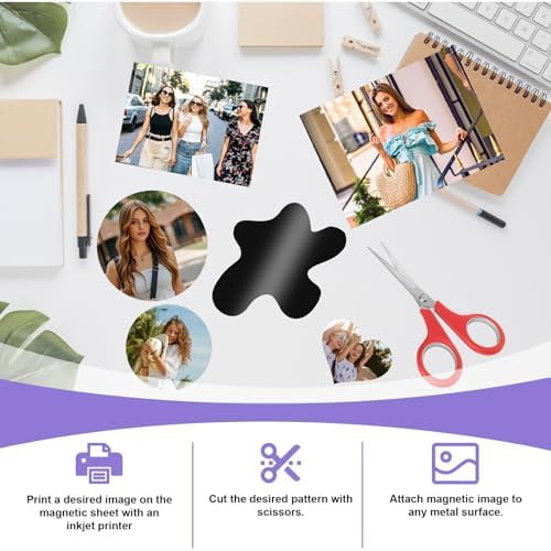 Printable Magnetic Sheets 8.5x11 Inches Matte Magnet Paper Sheet 24 Pcs Non Adhesive Magnetic Paper for Inkjet Printers, Flexible Magnet Photos for DIY Crafts