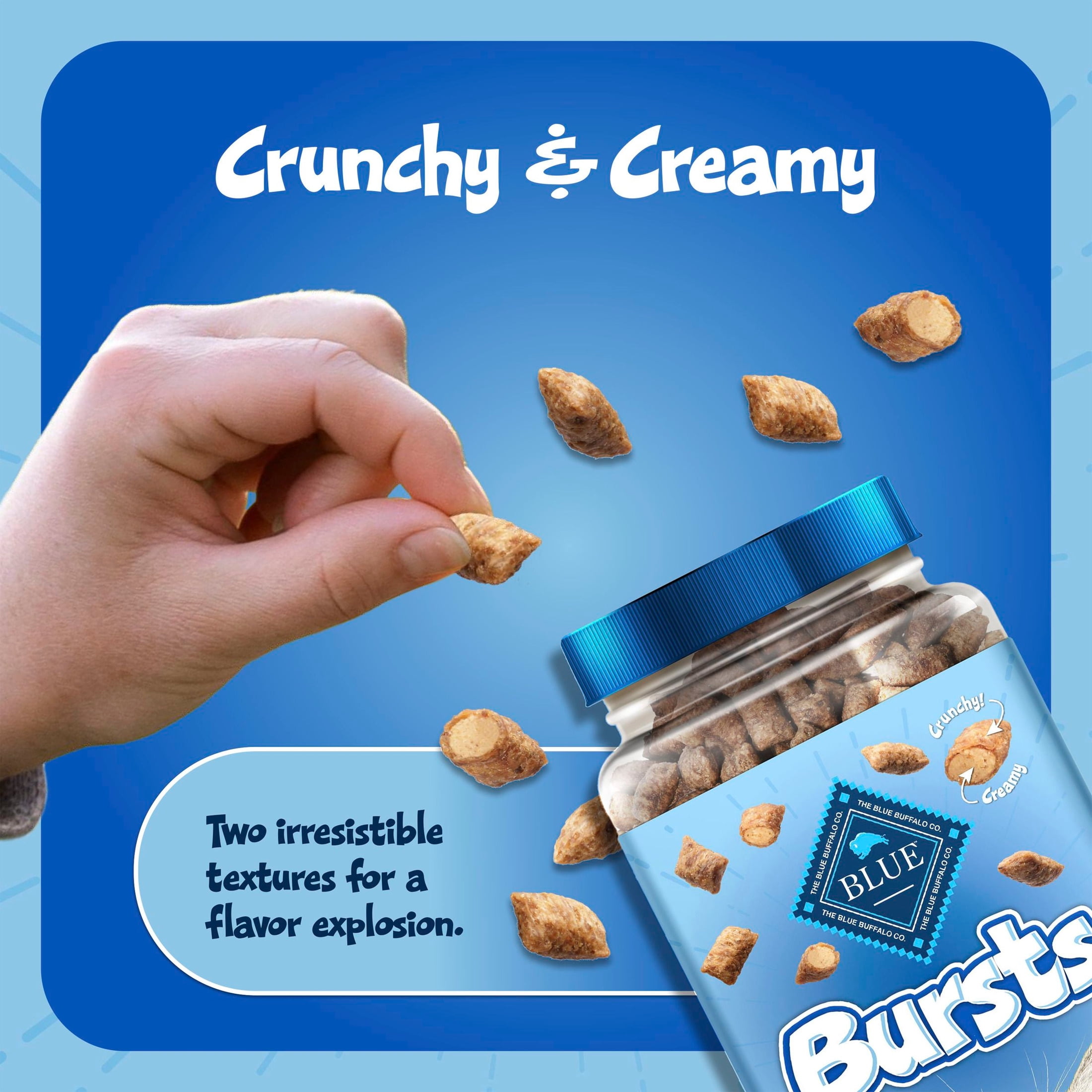 Blue Buffalo Bursts Crunchy & Creamy Cat Treats, Great for Training, Paw-Lickin' Chicken, 12-oz Tub