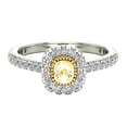 thumbnail image 4 of Fancy Yellow Diamond Engagement Rings 18K Gold Cushion Cut Halo Style 1.10 CT TW, 4 of 5