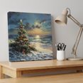 thumbnail image 4 of Ships Next Day Canvas Wall Art 12"x12", Coastal Christmas Tree Wood Framed Canvas Print Painting, Xmas Tree Beach Nautical Ready to Hang Small Picture Wall Decor for Home Kitchen Dining Room Office, 4 of 9