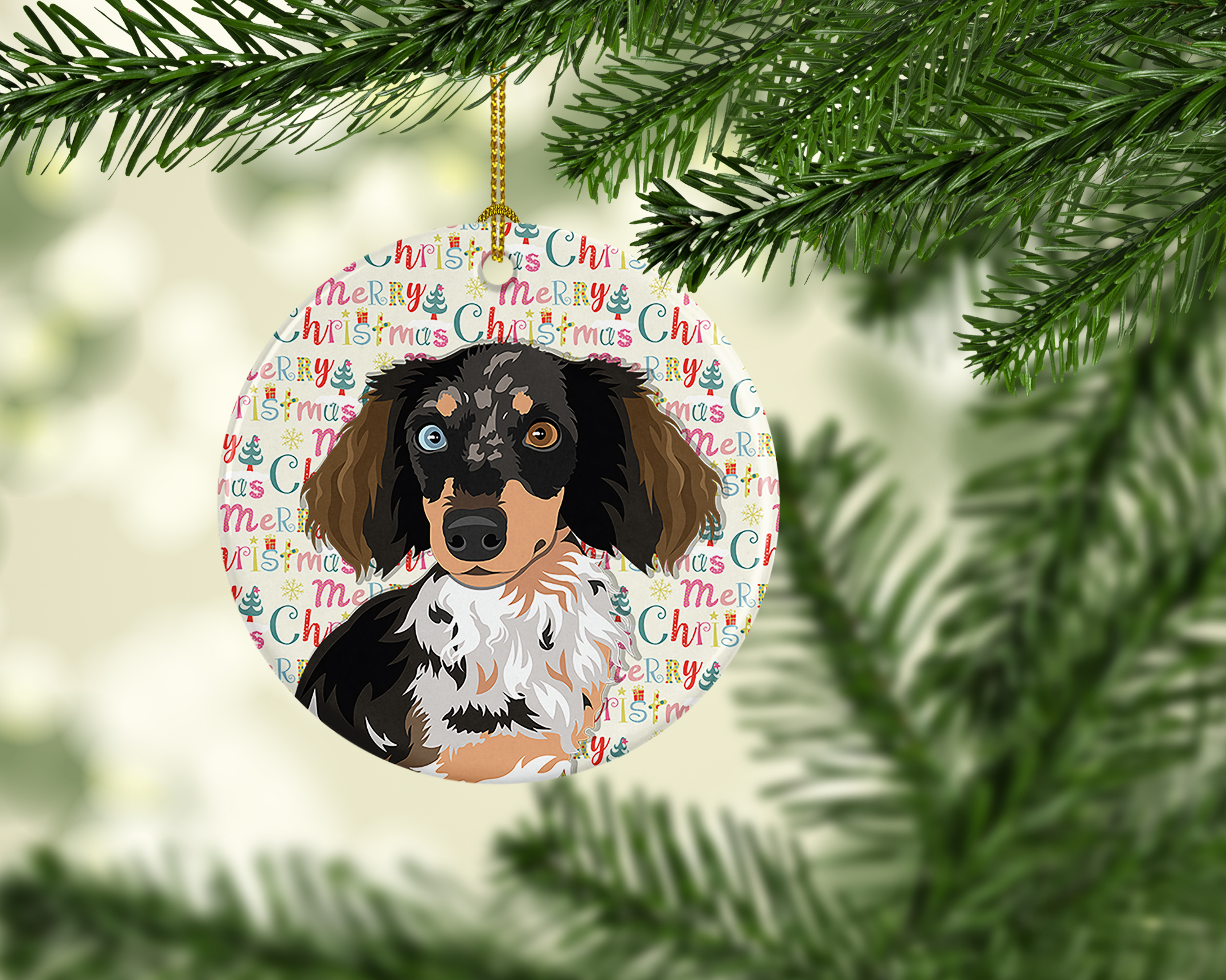 Chihuahua Dapple #1 Christmas Ceramic Ornament 2.8 in x 2.8 in