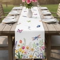 thumbnail image 4 of Wildflowers Table Runner - 120 Inch Long Spring Country Tulip Butterfly Floral Leaf Cotton and Linen Blended Dress Scarves Farmhouse Table Runner for Kitchen Dining, Coffee Table, 13" x 120", 4 of 8