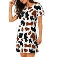 thumbnail image 2 of Naloa Brown Black Cow Print Women Nightgowns,Womens Loungewear,Short Sleeve Sleepwear,Comfy Ladies Nightdress, 2 of 6