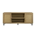 thumbnail image 2 of Walker Edison 58” Bohemian 2-Door Wood and Rattan TV Stand for TVs up to 60”, Coastal Oak, 2 of 12