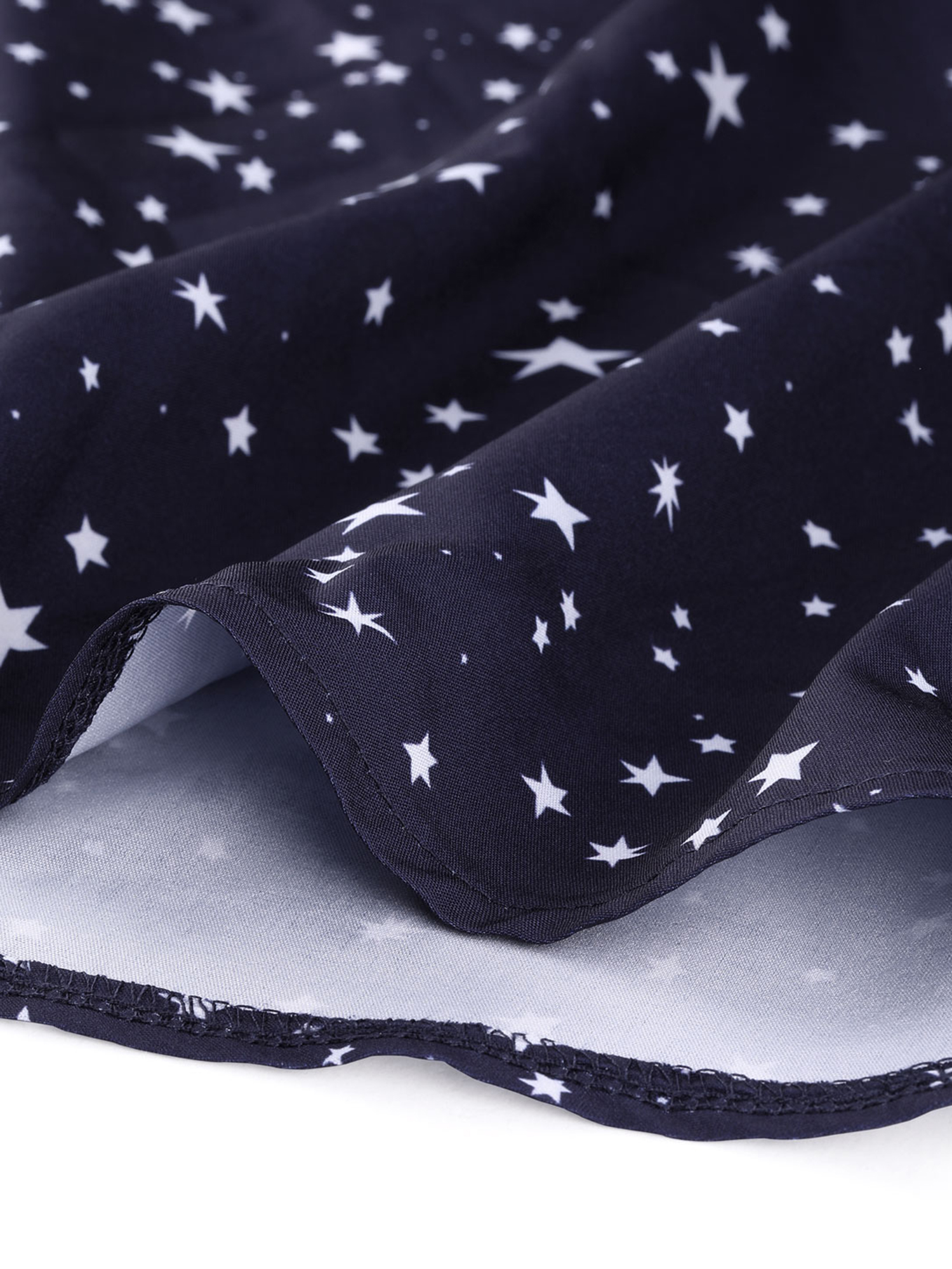 DARING DIVA Square Neck Short Sleeve Print A-Line Dress XS Blue-Stars
