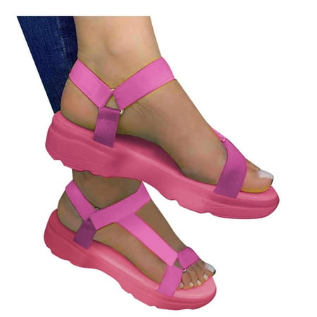 

Womens Sandals Summer Womans Casual Shoes Comfortable Open Toe Non-Slip Beach Slippers Sandals Women S Sandals Canvas Hot Pink 42