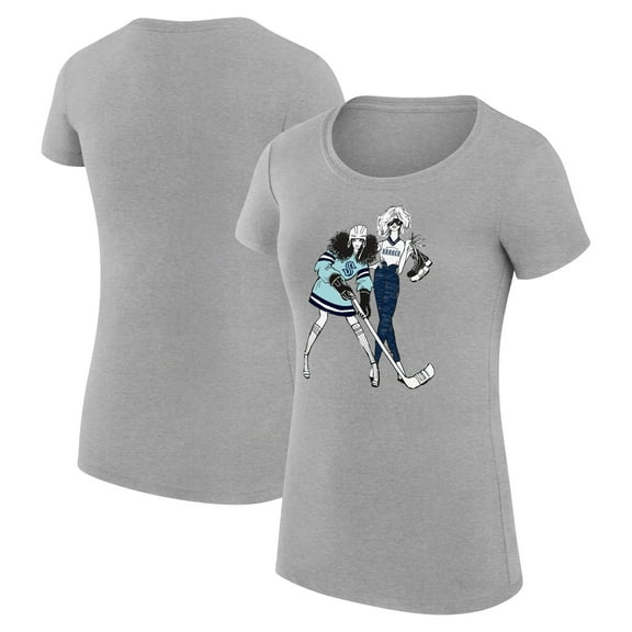 Women's G-III 4Her by Carl Banks Heather Gray Seattle Kraken Super-Slim Fit Lightweight Hockey Girls T-Shirt