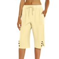 thumbnail image 4 of HKYNLAG Bermuda Shorts for Women Linen Shorts Knee Length Elastic Waist Long Shorts Casual Summer Shorts Petite Capri Pants Dressy Summer Beach Shorts with Pockets Beige XL, 4 of 7