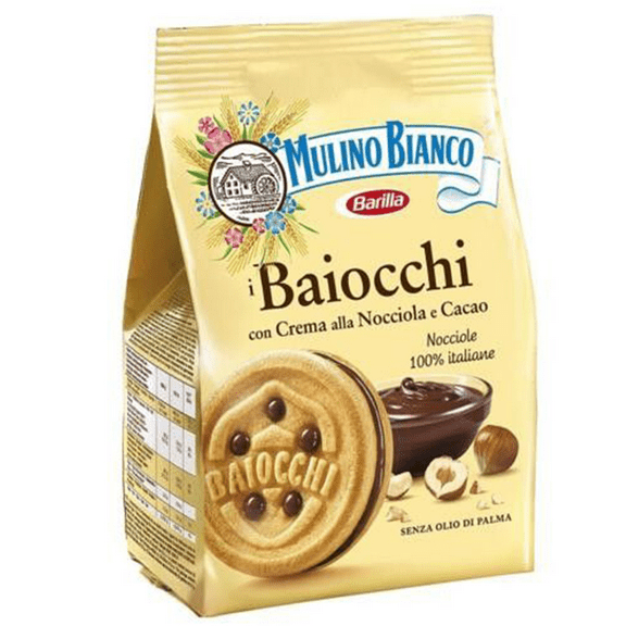 Mulino Bianco Baiocchi Shortbread Sandwich Cookies With Chocolate Hazelnut Cream Filling 3 Pack, chocolate,hazelnut, 21.15 Oz