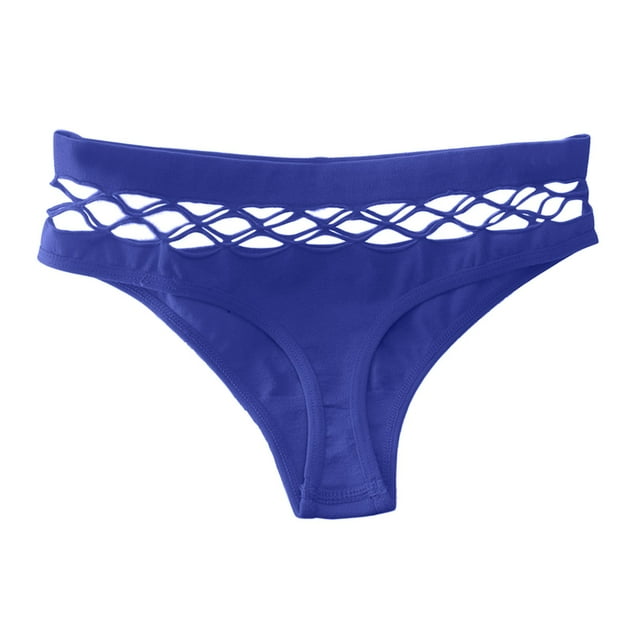 B91xZ Strings pour Femmes Culottes en Coton Taille Haute, L Bleu