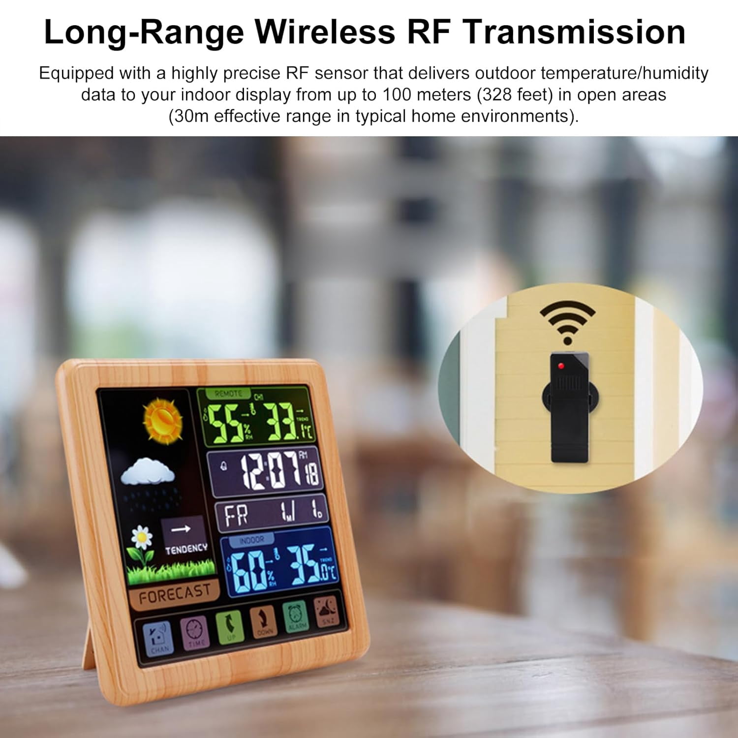 Wireless Weather Station with Atomic Clock and Color Touchscreen for Indoor Outdoor Use