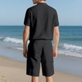 thumbnail image 6 of CHUMUD Cotton Linen 2 Piece Sets for Men Half Button Collared Short Sleeve Shirts and Drawstring Cargo Shorts Summer Trendy Casual Vacation Outfits, 6 of 9