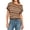 Khaki, variant on CAIXIA Off the Shoulder Tops for Women Short Sleeve Striped Shirt Slim Fit Hollow Out Crop Tops Summer Y2K Crochet Top