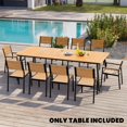 thumbnail image 5 of Crestlive Products 95" Patio Outdoor Dining Table for 8-10, Sturdy Aluminum Frame Wood-Grain Top with Umbrella Hole, Brown, 5 of 7