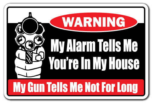 12" x 17" Tin Metal Sign Warning Thinking About Breaking Into My House Hand Gun