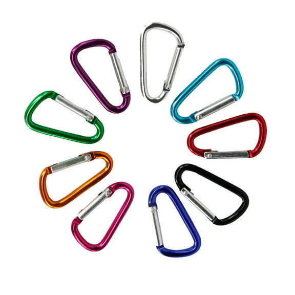 【10PCS Aluminum Carabiner Hooks】Spring D-Ring Clips - Multi-Purpose Keychain & Bag Clips (Random Colors)