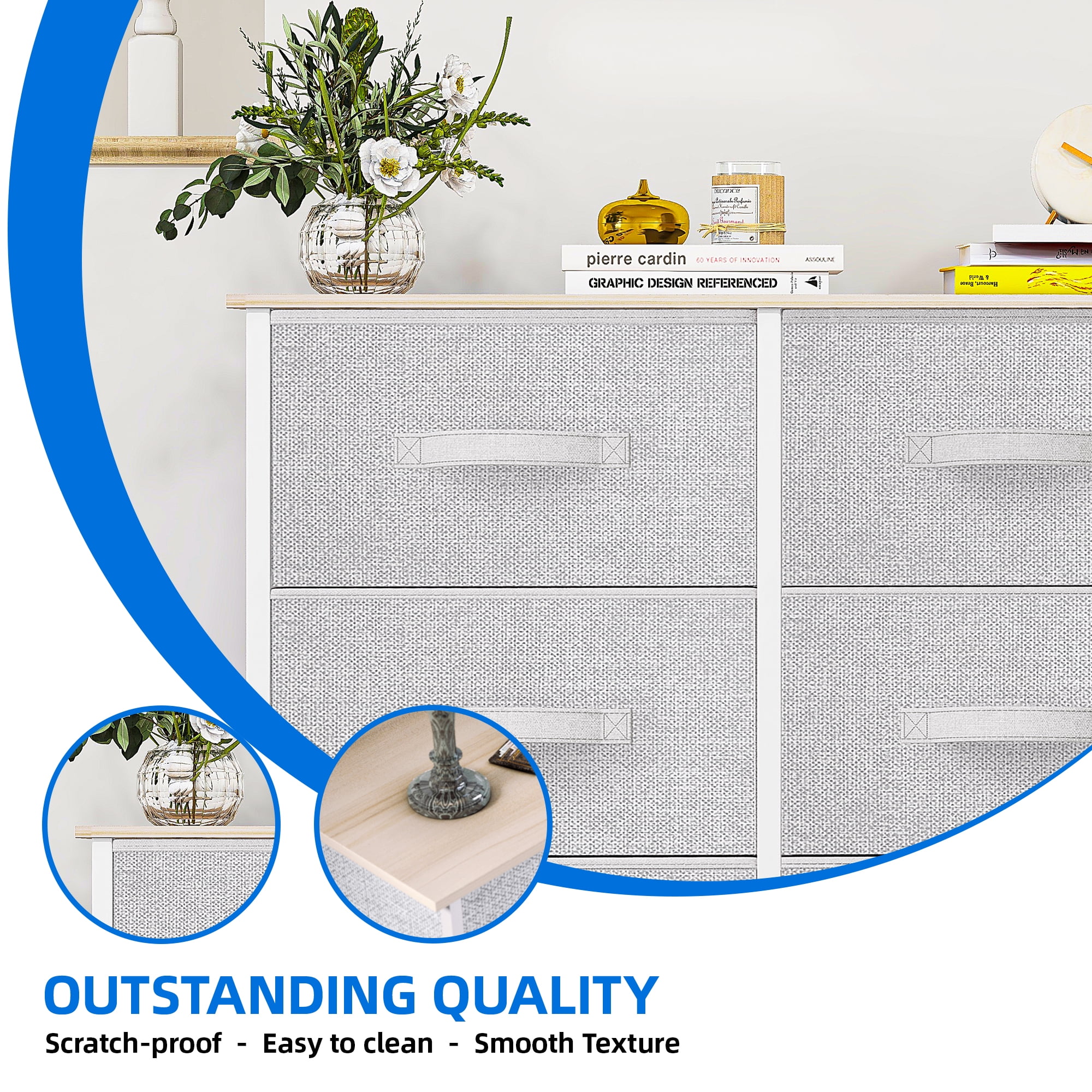 Hzuaneri Chest of Drawers, 8 Drawer Fabric Storage Cabinet, With Hzuaneri Chest of Drawers, 8 Drawer Fabric Storage Cabinet, With