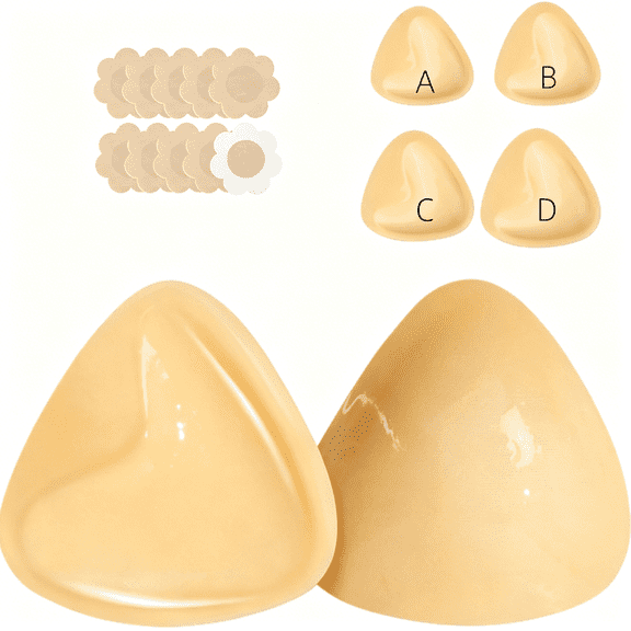 OQRKI Double Sided Sticky Bra Inserts,Reusable Push Up Adhesive Pads with Padding for Bikini,Swimsuit,Sports Bra