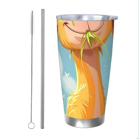 

Vsdgher Happy Goat In Meadow 20 Oz Stainless Steel Vacuum Insulated Travel Mug Coffee Cup for Home Office Outdoor Works Great for Ice Drinks and Hot Beverage -Straw Two-piece Set