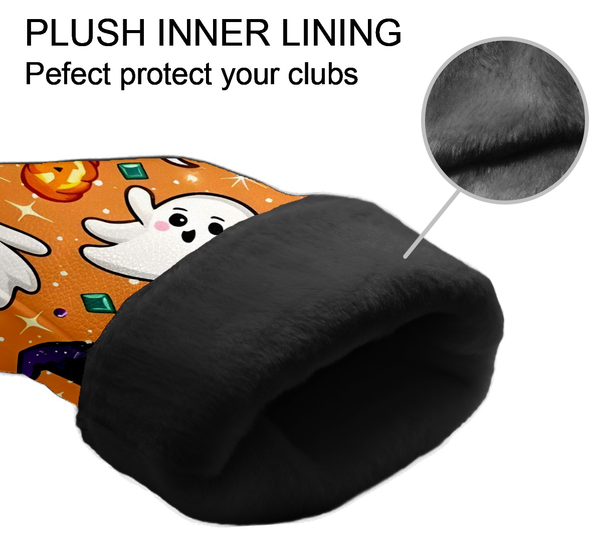 Golf Club Covers, Orange Ghost Premium PU Leather Driver Hybrid Putter Head Covers with Velvet Lining, Waterproof Golf Gifts for Men Women