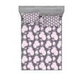 thumbnail image 2 of Ambesonne Floral Fitted Sheet & Pillow Sham Set, Pink Chrysanthemum Flower, Twin, Pale Pink White Grey, 2 of 3