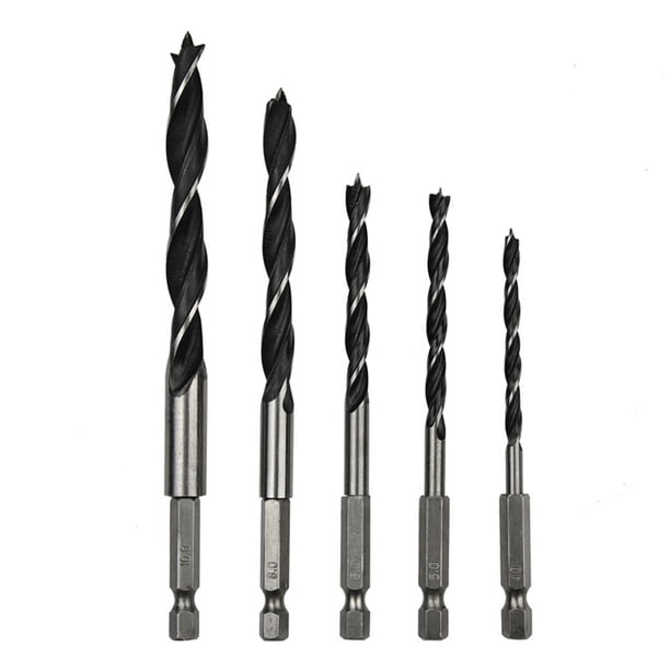 Juego de 5 brocas hexagonales de cambio rápido para carpintería de acero alto