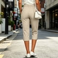 thumbnail image 5 of QSAWXQZ Women's Capri Dress Pants High Waist Straight Leg Split Hem Stretch Trousers with Pockets Casual Work Bottoms XL, 5 of 8