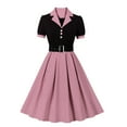 thumbnail image 1 of LOVZFMLL Robe Mi-Longue Style Rétro de Cour pour Femme Rose Vif m, 1 of 7