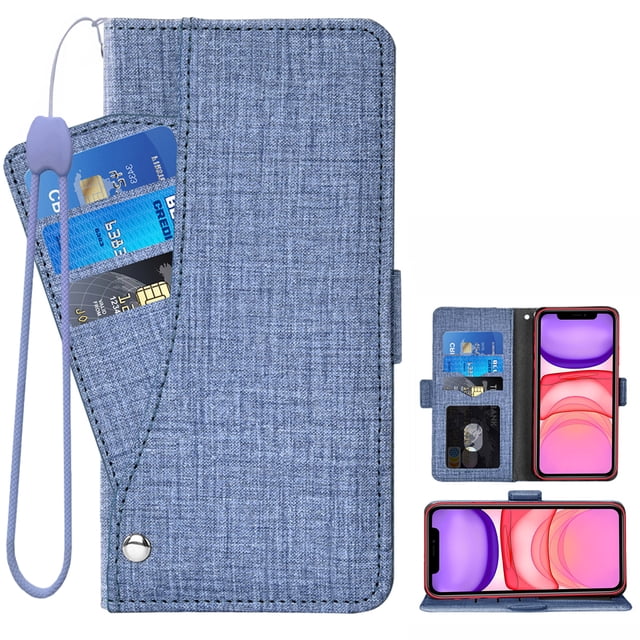 Wallet Case for iPhone 11 6.1 inch, Blocking Card Slot Stand Shockproof TPU Interior Case PU Leather Magnetic Protect Flip Cover Compatible with iPhone 11 6.1 inch, Blue
