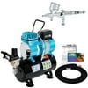 Master Airbrush Cool Runner II Dual Fan Air Tank Compressor Kit, G44 Fine Detail Gravity Feed Airbrush Set, 0.2 mm Tip