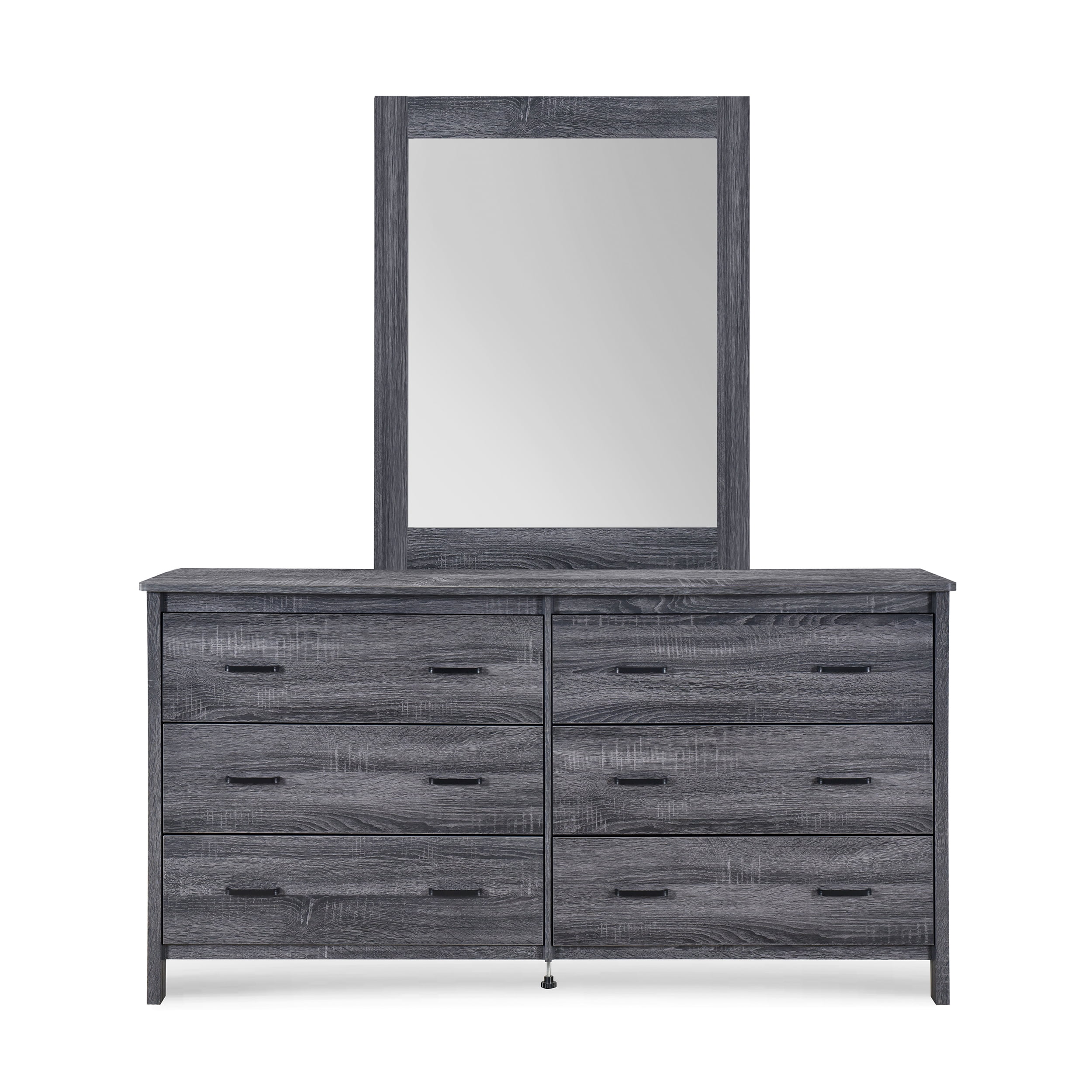 Noble House Hysham 6 Drawer Vanity Dresser With Rectangular Mirror Sonoma Gray Oak Walmart Com Walmart Com
