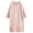 thumbnail image 4 of Annhoo Nightgowns for Women Cotton Comfortable Pleated Loose Plain V Neck Long Sleeve Nightdress Fashion Clothes, 4 of 6