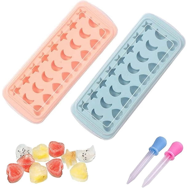 Ice Cube Tray, Baby Ice Cube Tray with Lid, 2 Pieces Silicone Ice Cube Molds, Easy Ice Cube Tray for Baby Food, Beer, Fruit Ice Cubes