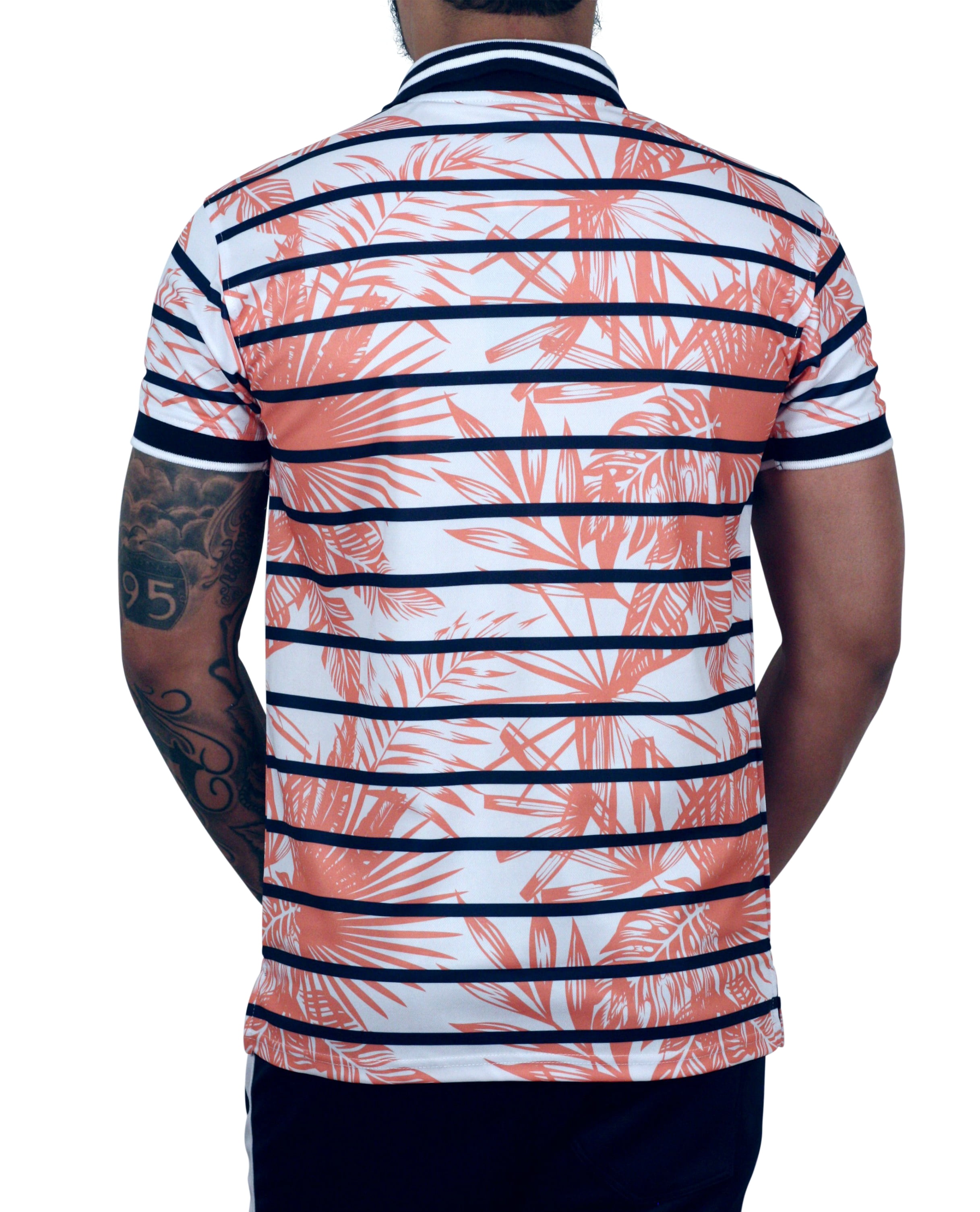 BLEECKER /& MERCER Printed Poly Polo Shirt Navy