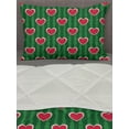 thumbnail image 3 of Hearts Comforter & Sham Bedding Set, Love in Watermelon Pattern with Fruit Design, 3 pcs Duvet Set Microfiber Filling Quilt, 5 Sizes, Apple Green Dark Coral, by Ambesonne, 3 of 4
