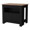 thumbnail image 1 of FM FURNITURE Theba Kitchen Island with 2 doors 3 shelves Black Engineered Wood, 1 of 7