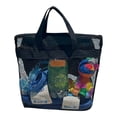 thumbnail image 2 of Yardvibe Beach Tote Bag for Women, 11.02"x9.84" Large Mesh Holiday Handbag, Reusable Summer Casual Shoulder Bags for Travel Swimming (Black-Small), 2 of 5