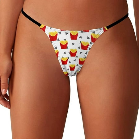 

French Fries Women s G-String Thongs Low Rise Hipster Underwear Stretch T-Back Panties