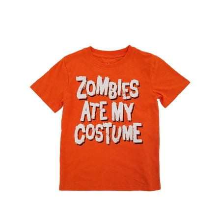 Boys Orange Zombies Ate My Costume Halloween T-Shirt