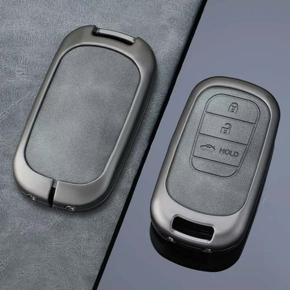 BUYISI Stylish Metal Leather Key Fob Case Cover For Honda Civic For Accord Vezel 3 Buttons Trunk