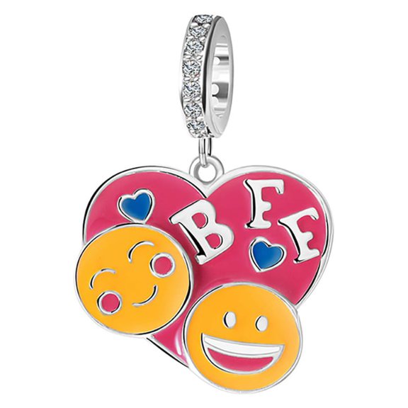 BFF Best Friend Charm European Bead Enamel Over Sterling Silver Ginger Lyne Collection