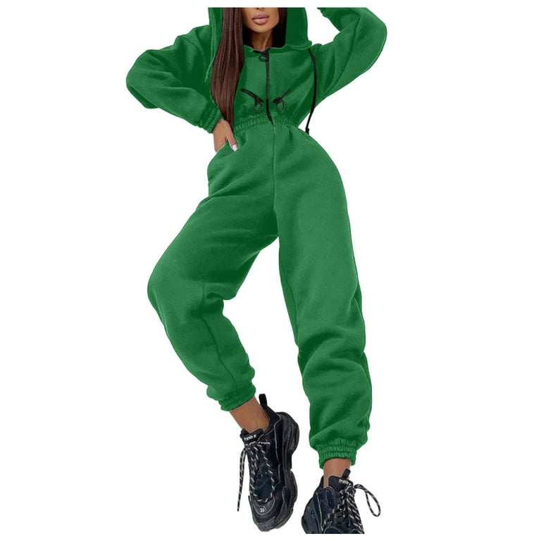 WANYNG jumpsuits for women Simple Casual Hoodie Sets Zipper