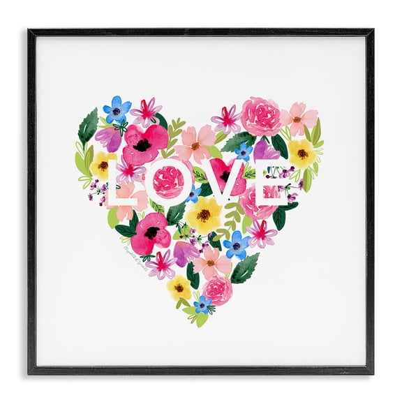 Stupell Industries Cottage Vivid Heart Blossom Love Inspirational Minimalistic Sentiment Black Framed Giclee Art, 12 x 12, by Elizabeth Tyndall