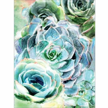 Close Up Succulent Watercolor Nature Painting Blue & Green Canvas Art by Pied Piper (Best Primer For Painting Over Dark Colors)