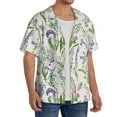 thumbnail image 2 of Uemuo Wisteria Flower Pattern Cotton Linen Short Sleeve Shirts,Casual Lightweight Button Down Shirts,Vacation Beach Summer Tops-Medium, 2 of 7