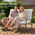 thumbnail image 4 of 2-Person Outdoor Rocking Chair, Light Grey Patio Bench with Breathable Mesh Seat and Soft Cushions, Powder-Coated Steel Frame, 48.8" W, For Garden, Balcony, and Backyard, 4 of 7