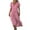 Red, variant on Women's Flowy Printed Dress Short Sleeve V Neck Casual Long Maxi Dresses Pink S