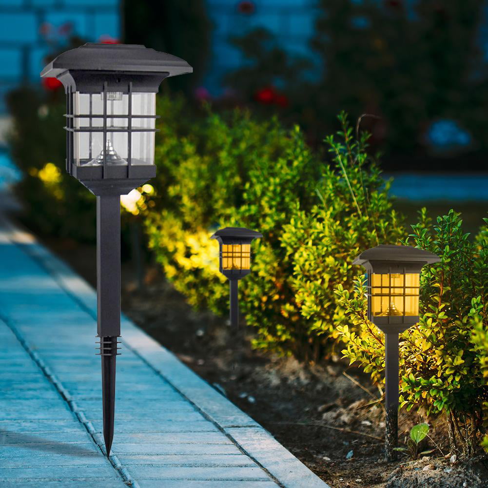 3LED Solar Power Pillar Lamp Outdoor Garden Lawn Decorative Light Cold White 