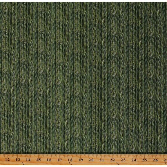 Cotton Braided Grass Nature Landscape Medley Green Cotton Fabric Print by the Yard (638GREEN)